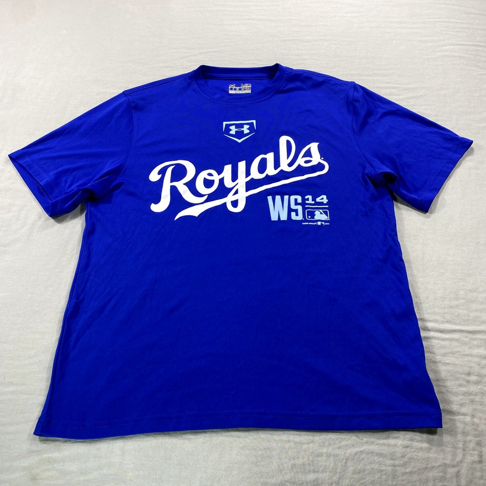 Under Armour Kansas City Royals Shirt Adult Medium‎ Blue 2014 World Series Tee